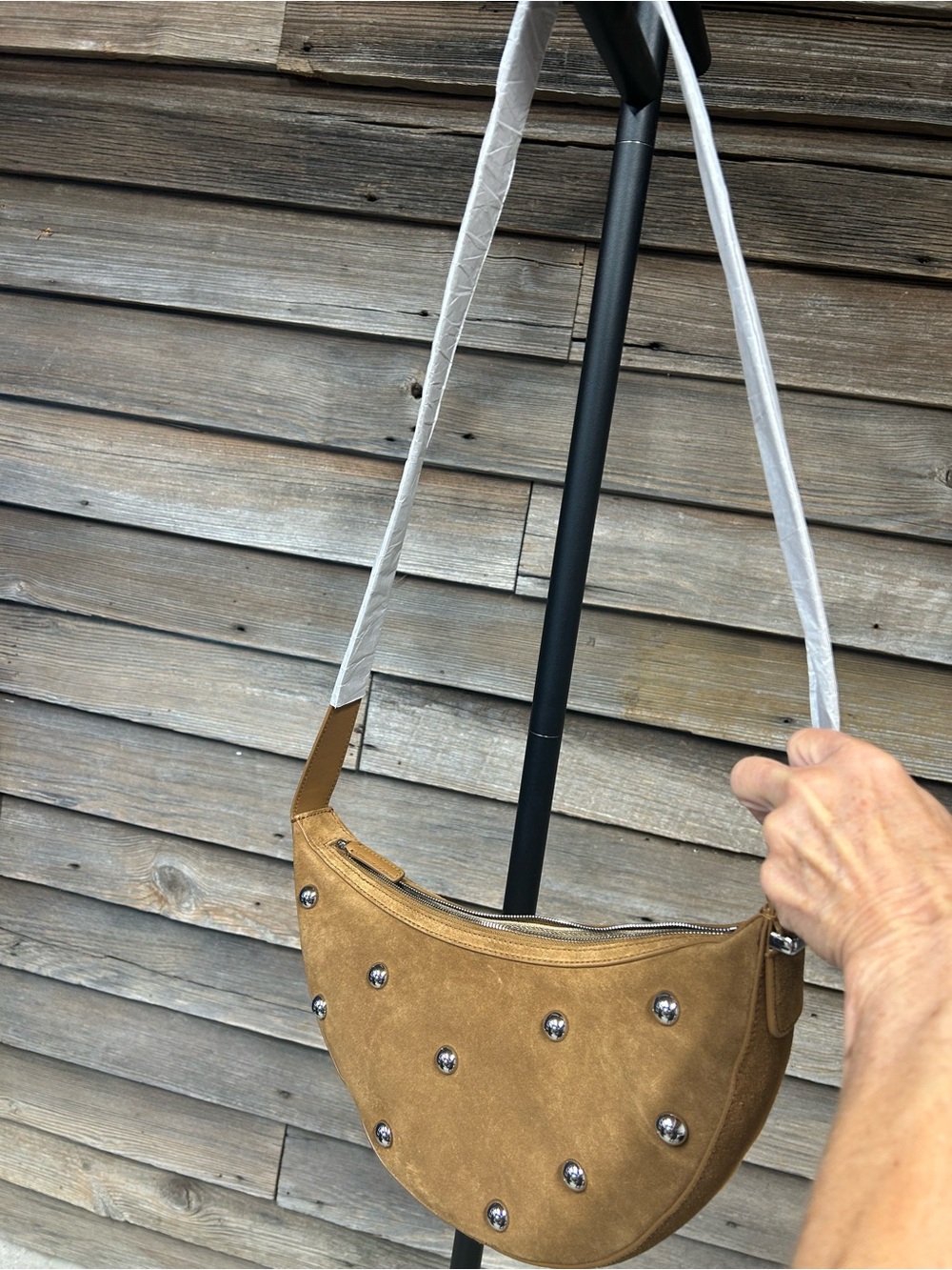 Madewell Suede Crescent Bag in Camel with Silver Studs - Picture 5 of 6